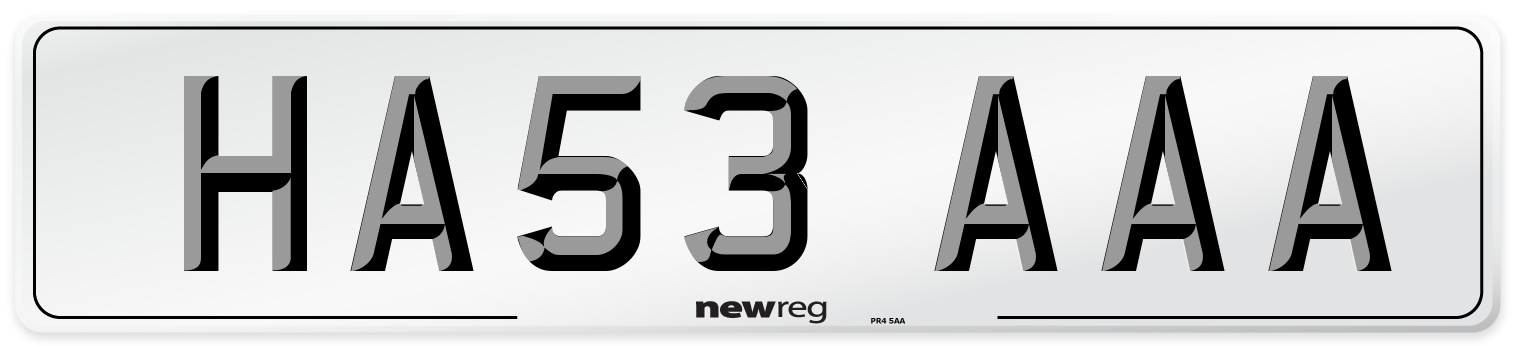HA53 AAA Number Plate from New Reg
